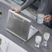 Drop in Ice Chest, 14"L x 12"W x 18"H Stainless Steel Ice Cooler, Commercial Ice Bin with Hinged Cover, 40 qt V952-QRSCBC14LX12BI5H8V0