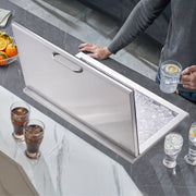 Drop in Ice Chest, 24"L x 20"W x 15"H Stainless Steel Ice Cooler, Commercial Ice Bin with Hinged Cover, 40 qt V952-QRSCBCFG20LXN50MQV0