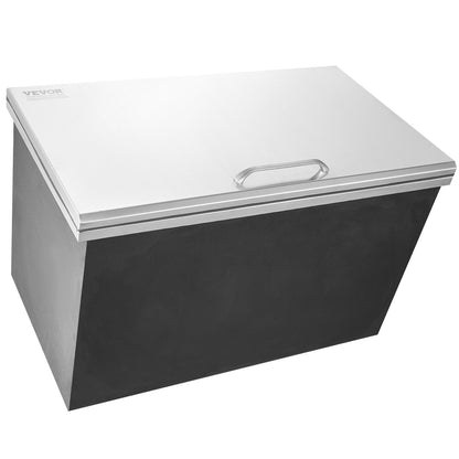 Drop in Ice Chest, 24"L x 20"W x 15"H Stainless Steel Ice Cooler, Commercial Ice Bin with Hinged Cover, 40 qt V952-QRSCBCFG20LXN50MQV0
