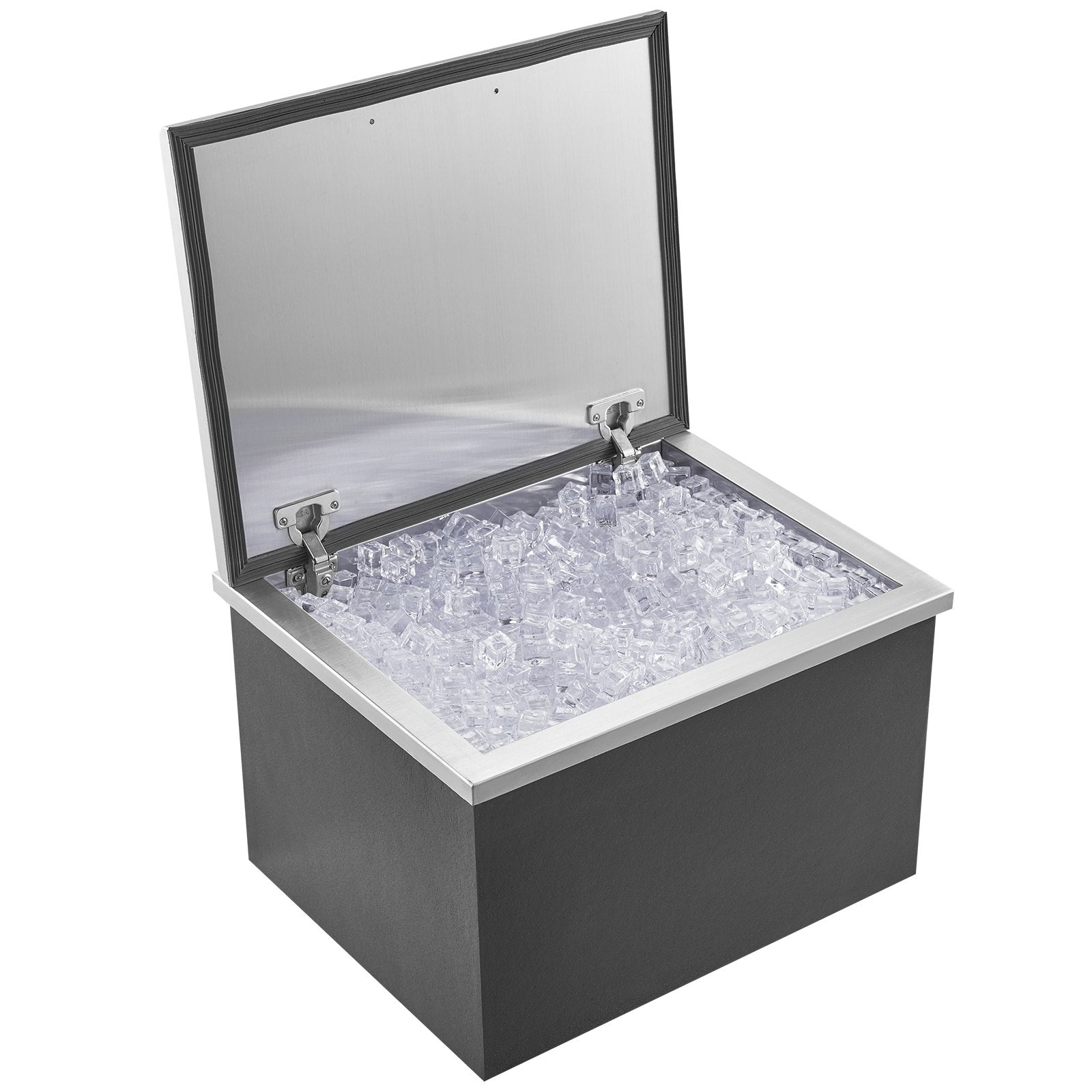 Drop in Ice Chest, 20"L x 16"W x 13"H Stainless Steel Ice Cooler, Commercial Ice Bin with Hinged Cover, 40 qt V952-QRSCBCFG20LXPDP5CV0