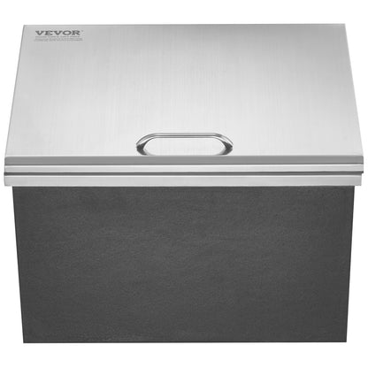 Drop in Ice Chest, 20"L x 16"W x 13"H Stainless Steel Ice Cooler, Commercial Ice Bin with Hinged Cover, 40 qt V952-QRSCBCFG20LXPDP5CV0