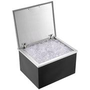 Drop in Ice Chest, 28"L x 16"W x 17"H Stainless Steel Ice Cooler, Commercial Ice Bin with Hinged Cover, 40 qt V952-QRSCBCFG28LXBJ5RTV0