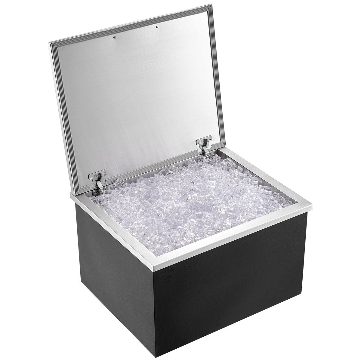 Drop in Ice Chest, 28"L x 16"W x 17"H Stainless Steel Ice Cooler, Commercial Ice Bin with Hinged Cover, 40 qt V952-QRSCBCFG28LXBJ5RTV0