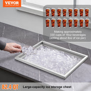 Drop in Ice Chest, 21"L x 17"W x 18"H Stainless Steel Ice Cooler, Commercial Ice Bin with Cover, 40 qt V952-QRSCBCGG21LXE233EV0