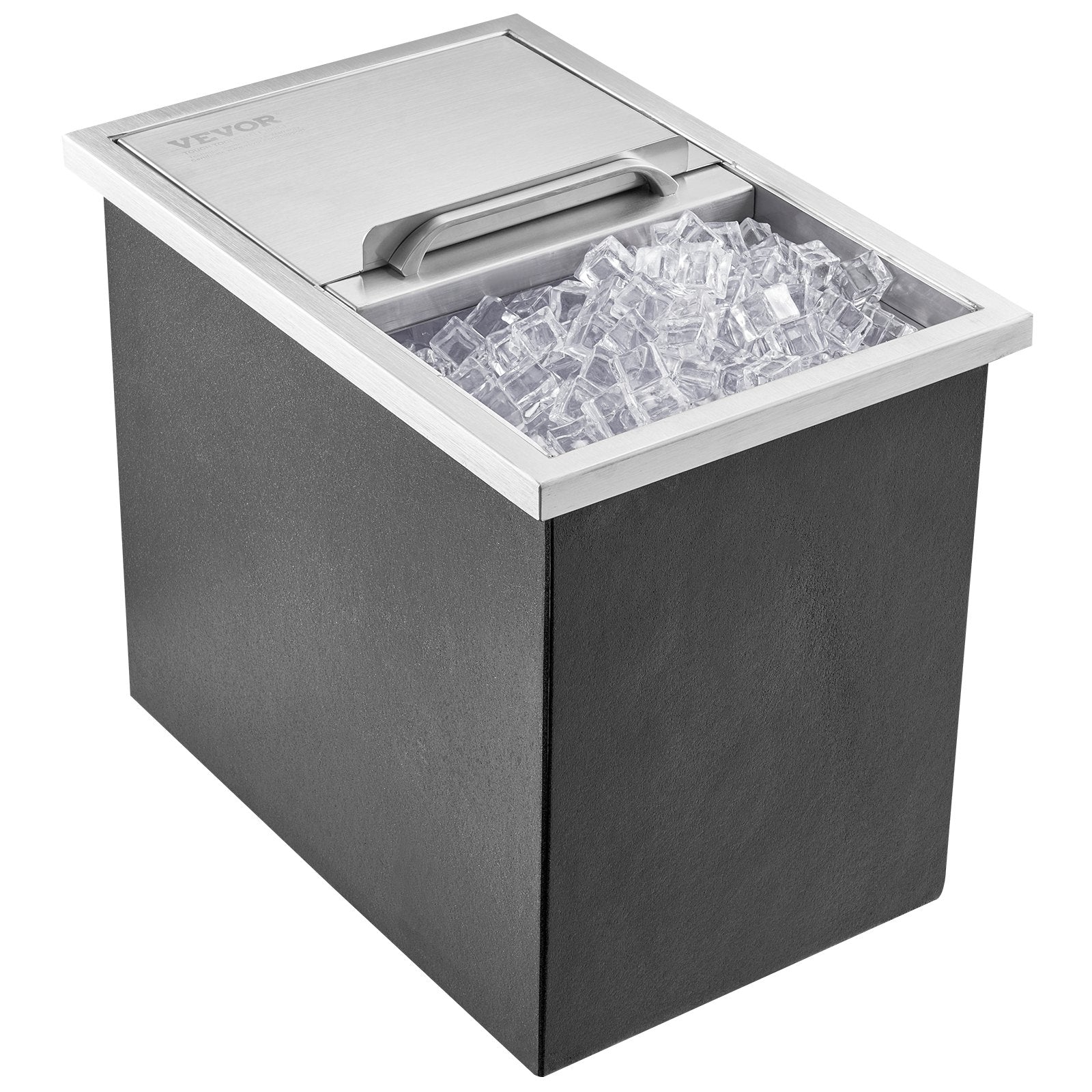 Drop in Ice Chest, 18"L x 12"W x 14.5"H Stainless Steel Ice Cooler, Commercial Ice Bin with Sliding Cover, V952-QRSCBCHG18LXZOFABV0