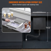 Drop in Ice Chest, 18"L x 12"W x 14.5"H Stainless Steel Ice Cooler, Commercial Ice Bin with Sliding Cover, V952-QRSCBCHG18LXZOFABV0