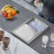 Drop in Ice Chest, 18"L x 12"W x 14.5"H Stainless Steel Ice Cooler, Commercial Ice Bin with Sliding Cover, V952-QRSCBCHG18LXZOFABV0