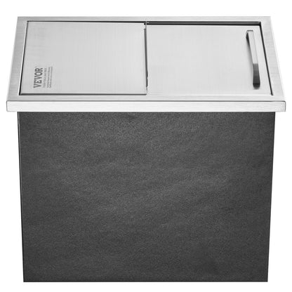 Drop in Ice Chest, 18"L x 12"W x 14.5"H Stainless Steel Ice Cooler, Commercial Ice Bin with Sliding Cover, V952-QRSCBCHG18LXZOFABV0