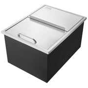 Drop in Ice Chest, 24"L x 18"W x 13"H Stainless Steel Ice Cooler, Commercial Ice Bin with Sliding Cover, 40.9 V952-QRSCBCHG24LXMG0KCV0