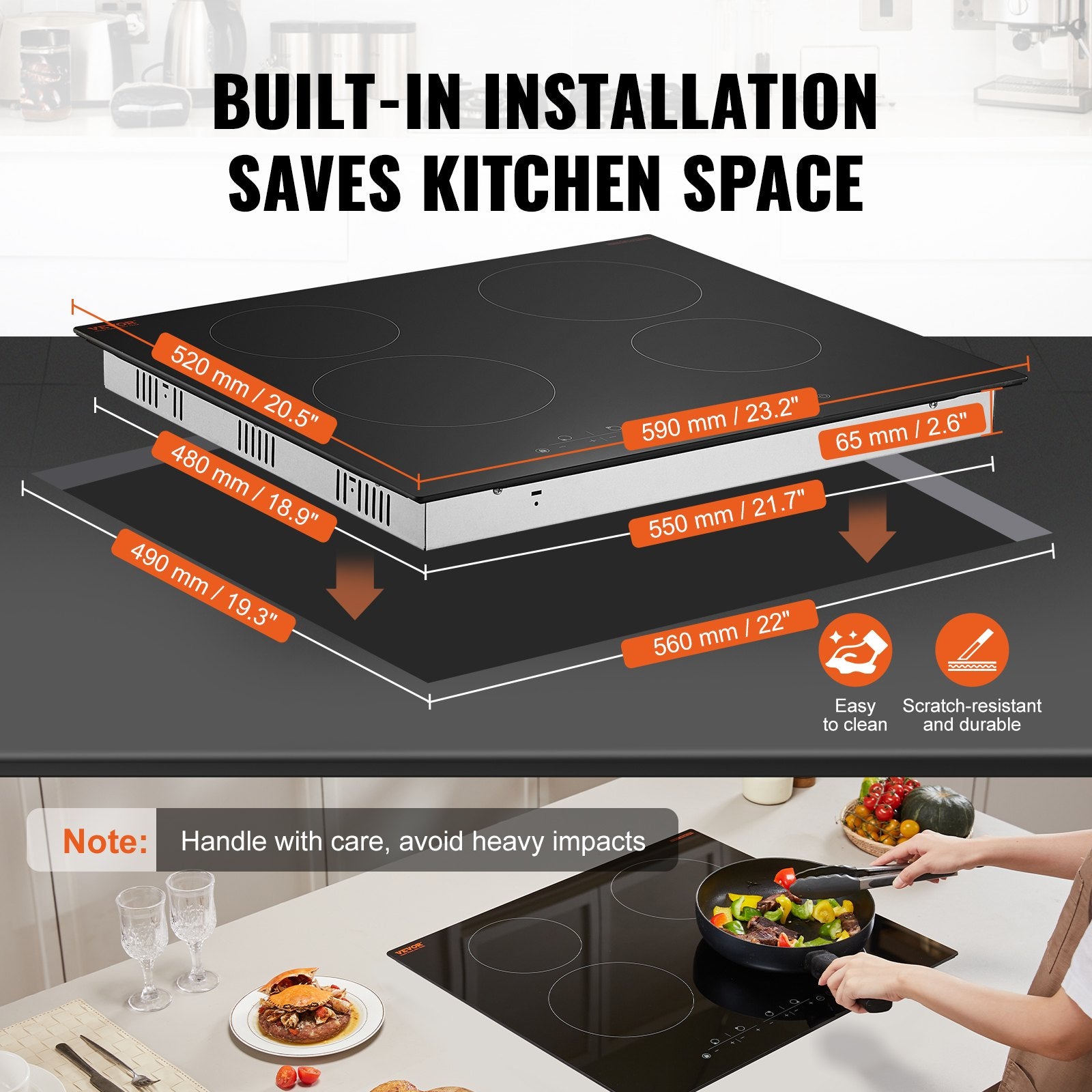 Built-in Electric Cooktop Radiant Ceramic Cooktop 4 Burners 23.2x20.5 inch V952-QRSDTL7200WHA4IGNV3
