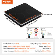 Built-in Electric Cooktop Radiant Ceramic Cooktop 4 Burners 23.2x20.5 inch V952-QRSDTL7200WHA4IGNV3