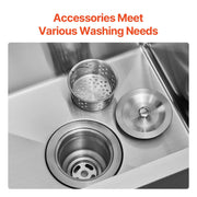 25 inch Kitchen Sink Workstation, 304 Stainless Steel Top Mount Sinks, Drop-In Single Bowl Farmhouse Basin V952-QRSSCTSPDC255JJGGV0