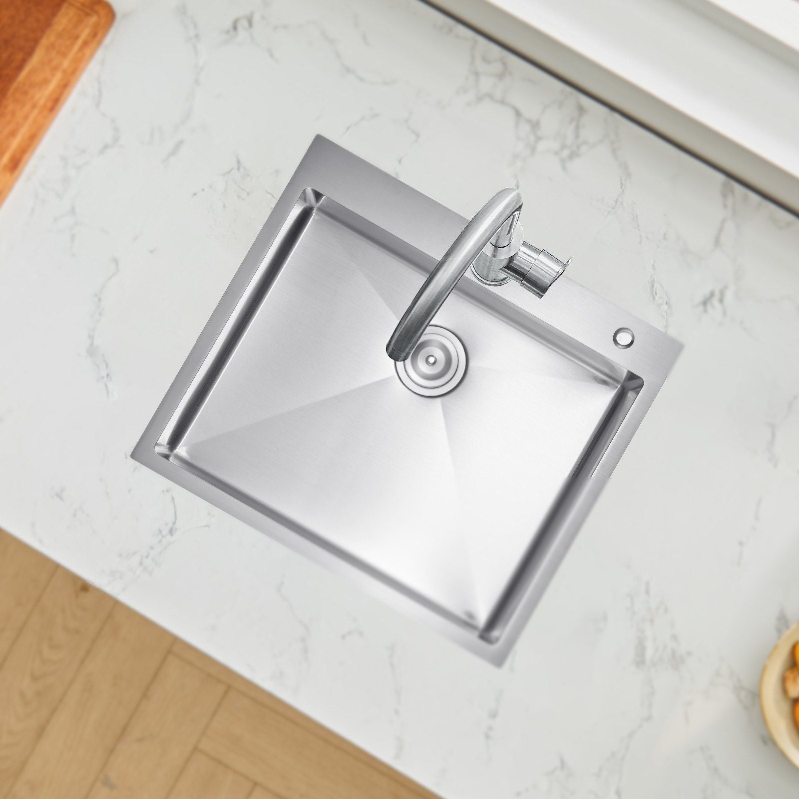 25 inch Kitchen Sink Workstation, 304 Stainless Steel Top Mount Sinks, Drop-In Single Bowl Farmhouse Basin V952-QRSSCTSPDC255JJGGV0