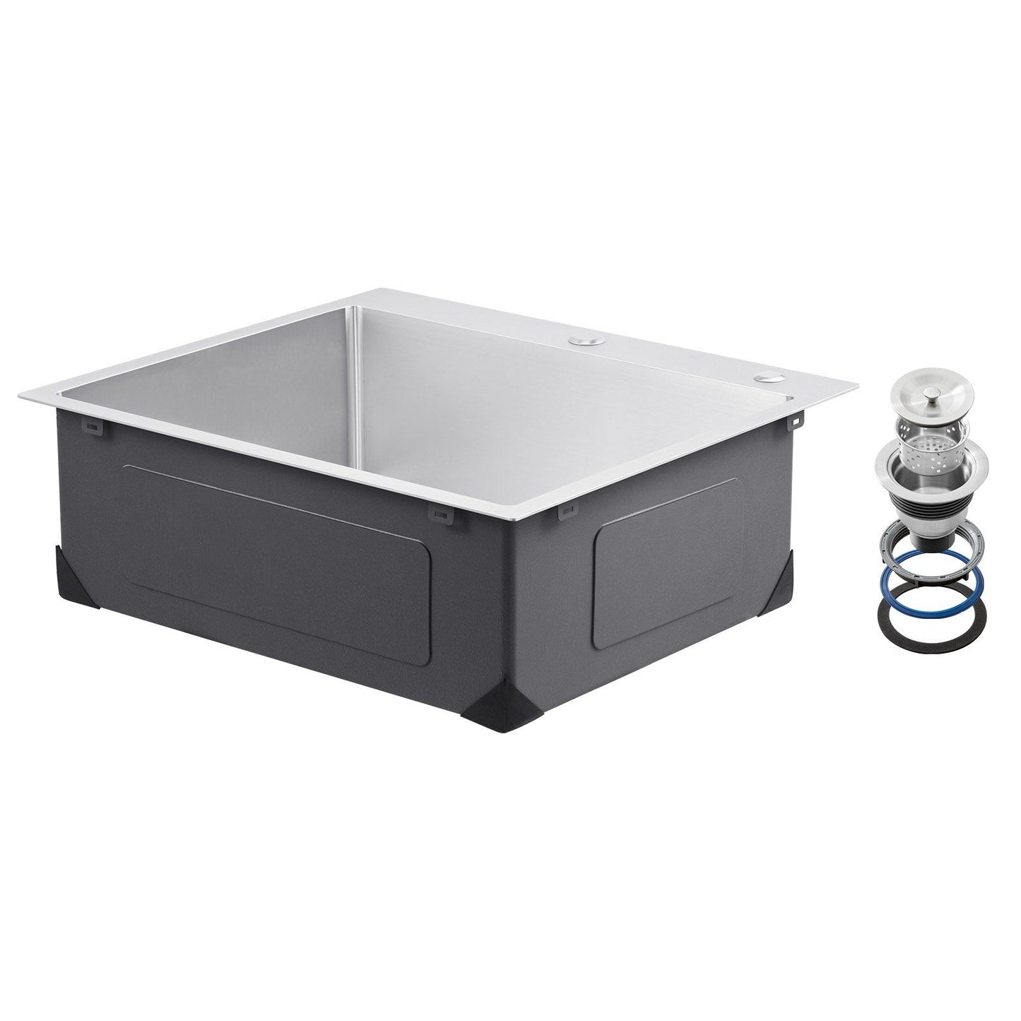 25 inch Kitchen Sink Workstation, 304 Stainless Steel Top Mount Sinks, Drop-In Single Bowl Farmhouse Basin V952-QRSSCTSPDC255JJGGV0
