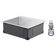 25 inch Kitchen Sink Workstation, 304 Stainless Steel Top Mount Sinks, Drop-In Single Bowl Farmhouse Basin V952-QRSSCTSPDC255JJGGV0