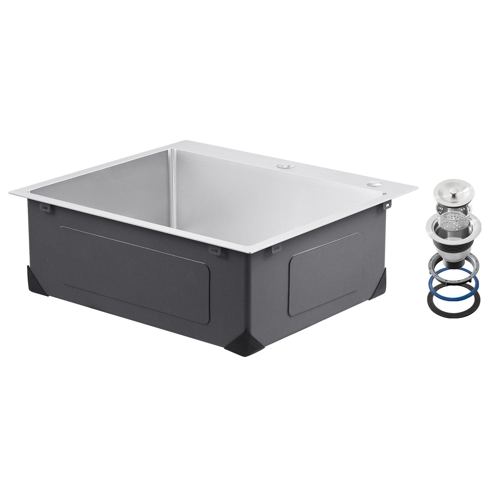 25 inch Kitchen Sink Workstation, 304 Stainless Steel Top Mount Sinks, Drop-In Single Bowl Farmhouse Basin V952-QRSSCTSPDC255JJGGV0