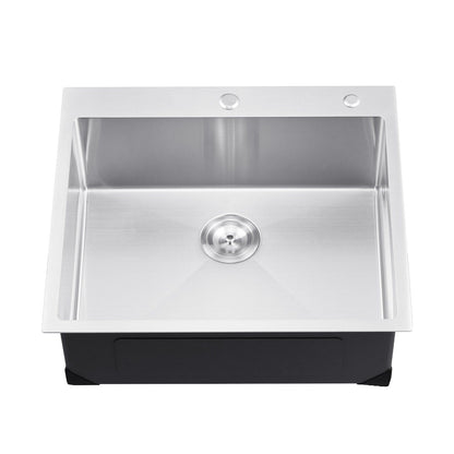 25 inch Kitchen Sink Workstation, 304 Stainless Steel Top Mount Sinks, Drop-In Single Bowl Farmhouse Basin V952-QRSSCTSPDC255JJGGV0