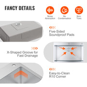 Kitchen Sink, 304 Stainless Steel Drop-In Sinks, Top Mount Single Bowl Basin with Accessories(Pack of 3), V952-QRSSCTSPDCY335P1LV0
