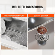 Kitchen Sink, 304 Stainless Steel Drop-In Sinks, Top Mount Single Bowl Basin with Accessories(Pack of 3), V952-QRSSCTSPDCY335P1LV0