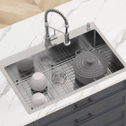 Kitchen Sink, 304 Stainless Steel Drop-In Sinks, Top Mount Single Bowl Basin with Accessories(Pack of 3), V952-QRSSCTSPDCY335P1LV0