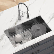 Kitchen Sink, 304 Stainless Steel Drop-In Sinks, Undermount Single Bowl Basin with Accessories(Pack of 3), V952-QRSSCTXPDCY30ZB7SV0