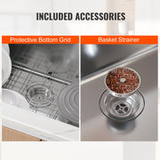Kitchen Sink, 304 Stainless Steel Drop-In Sinks, Undermount Single Bowl Basin with Accessories(Pack of 3), V952-QRSSCTXPDCY32WYR7V0