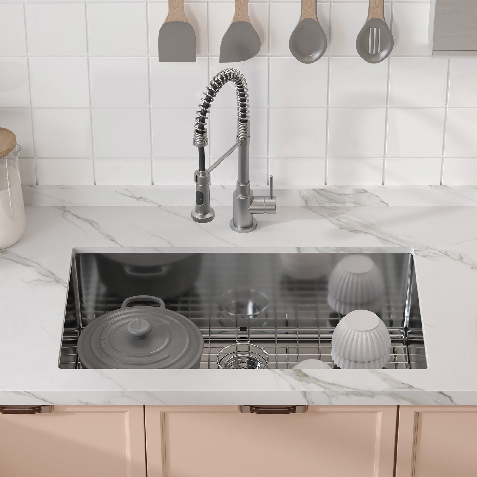 Kitchen Sink, 304 Stainless Steel Drop-In Sinks, Undermount Single Bowl Basin with Accessories(Pack of 3), V952-QRSSCTXPDCY32WYR7V0
