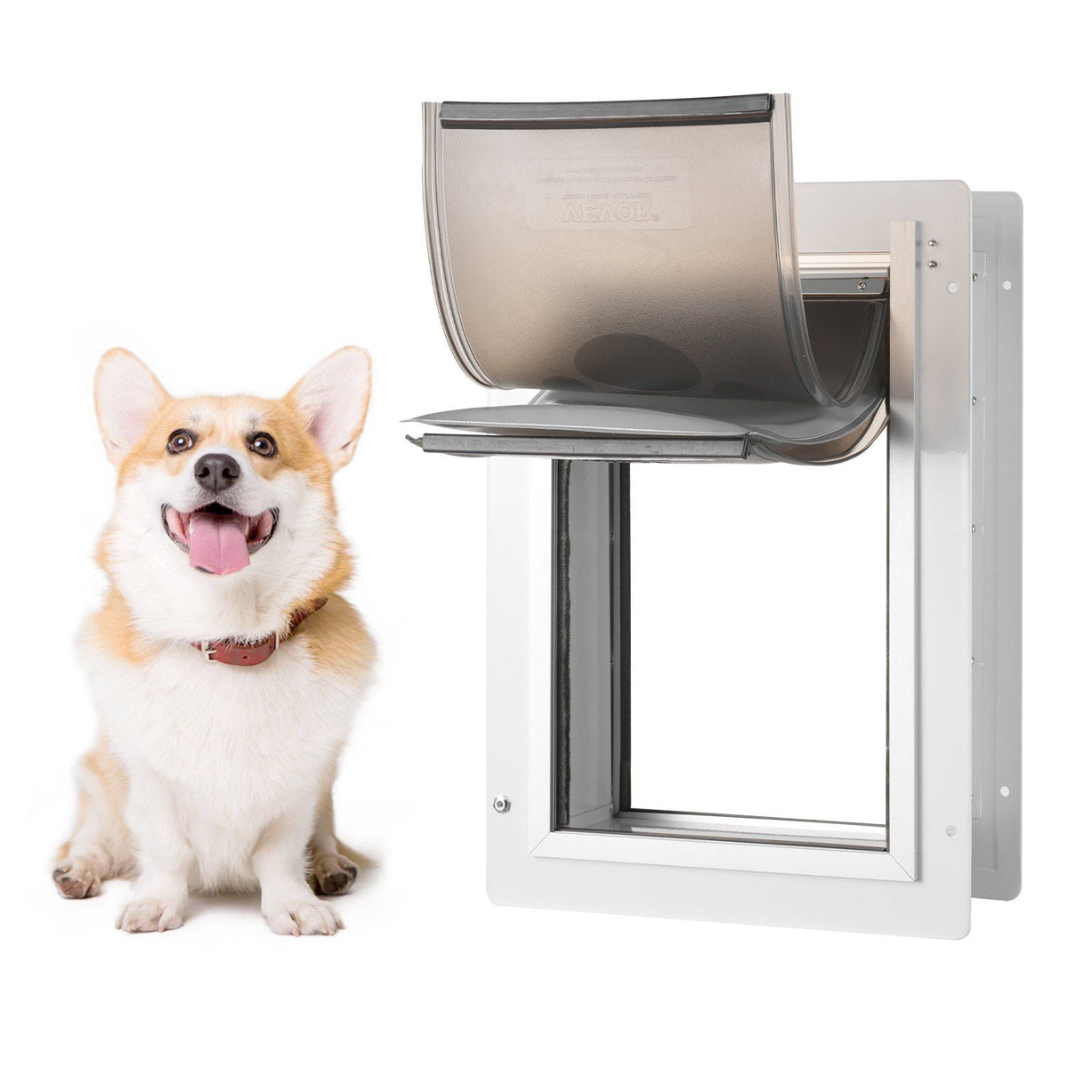 Pet Door, 23.6 x 33.5 cm Metal Frame with Lock and 3-Flap System, Weatherproof Doggy Door, Easy to Install in V952-QSCWMSMTZ3P0LV4GIV0