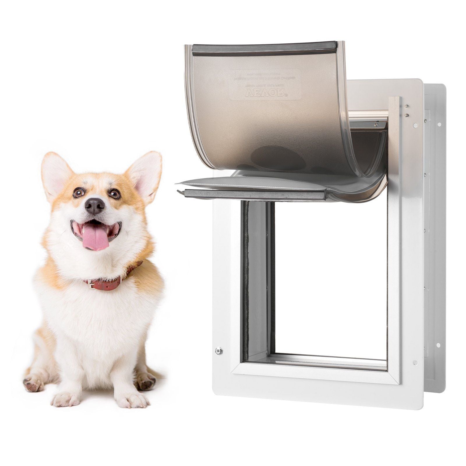 Pet Door, 23.6 x 33.5 cm Metal Frame with Lock and 3-Flap System, Weatherproof Doggy Door, Easy to Install in V952-QSCWMSMTZ3P0LV4GIV0