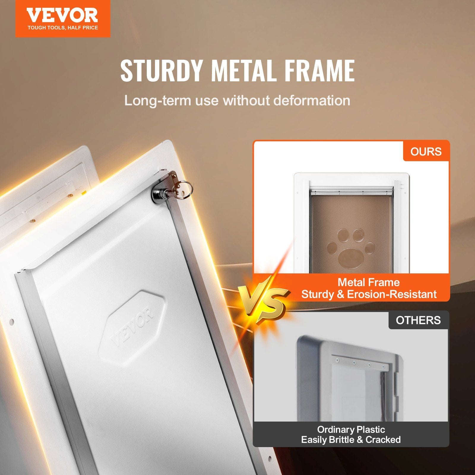 Pet Door, 23.6 x 33.5 cm Metal Frame with Lock and 3-Flap System, Weatherproof Doggy Door, Easy to Install in V952-QSCWMSMTZ3P0LV4GIV0
