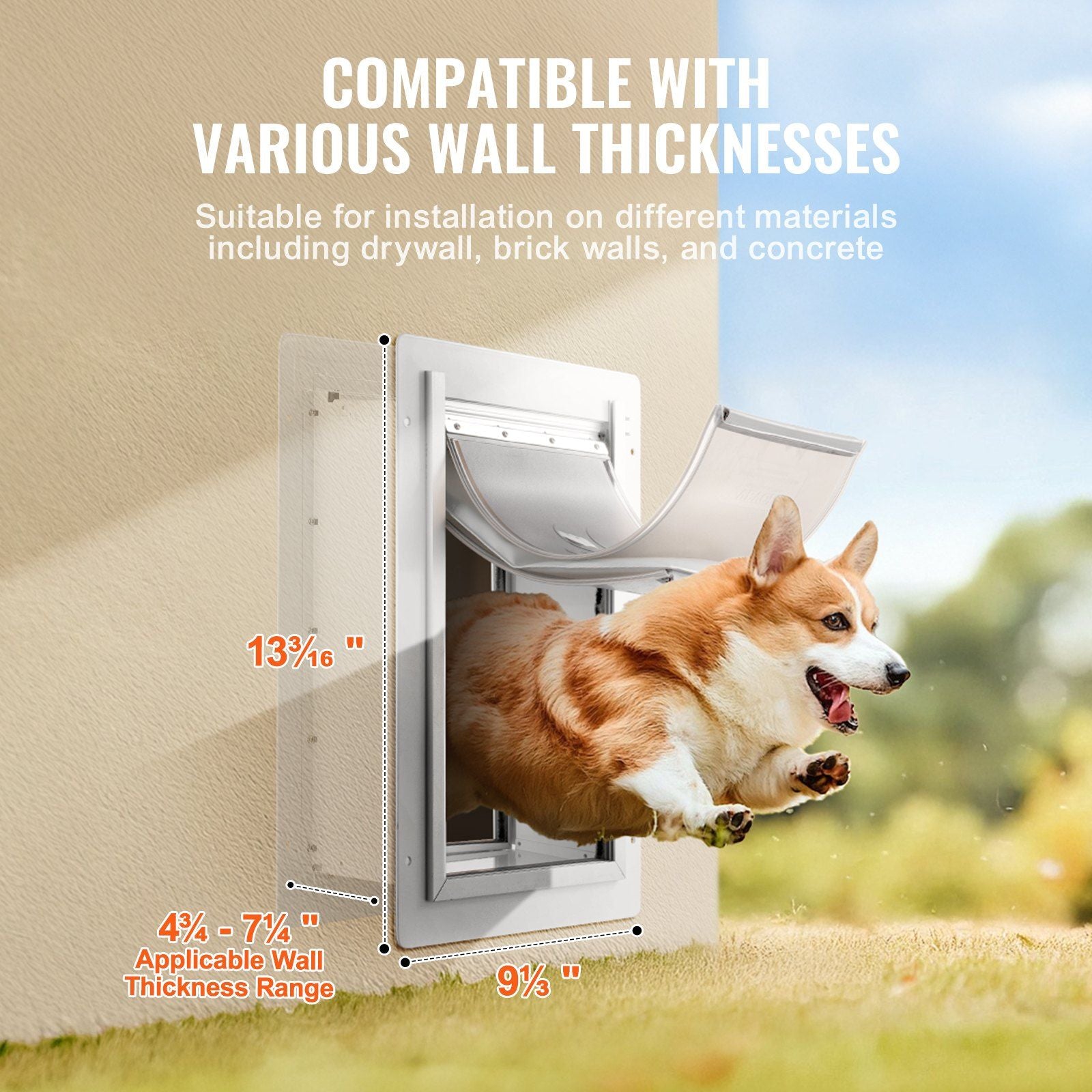 Pet Door, 23.6 x 33.5 cm Metal Frame with Lock and 3-Flap System, Weatherproof Doggy Door, Easy to Install in V952-QSCWMSMTZ3P0LV4GIV0
