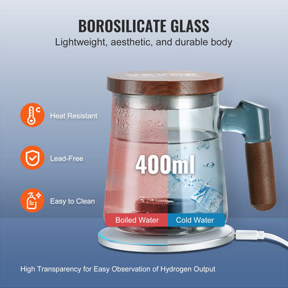 Hydrogen Water Cup, 400 ml / 14.1 oz Hydrogen Generator, SPE Technology Portable Hydrogen Water Ionizer V952-QSHFQSPGSYBLY5TD2V9