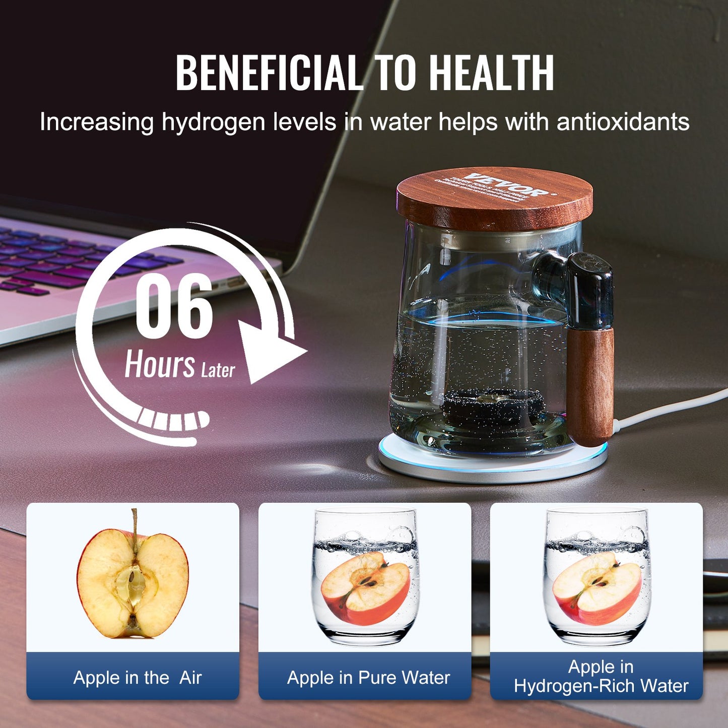 Hydrogen Water Cup, 400 ml / 14.1 oz Hydrogen Generator, SPE Technology Portable Hydrogen Water Ionizer V952-QSHFQSPGSYBLY5TD2V9