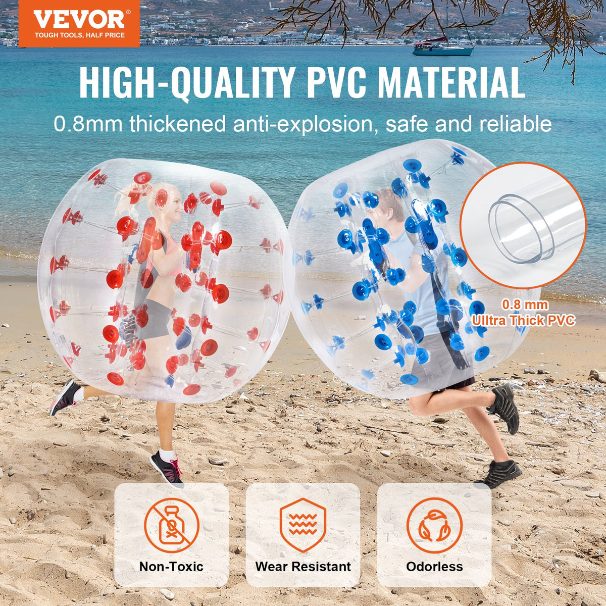 Inflatable Bumper Balls 2-Pack, 4FT/1.2M Body Sumo Zorb Balls for Teen & Adult, 0.8mm Thick PVC Human Hamster V952-QSNKCQPPQZJ46REPAV0