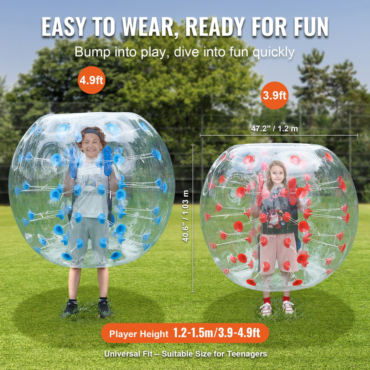 Inflatable Bumper Balls 2-Pack, 4FT/1.2M Body Sumo Zorb Balls for Teen & Adult, 0.8mm Thick PVC Human Hamster V952-QSNKCQPPQZJ46REPAV0