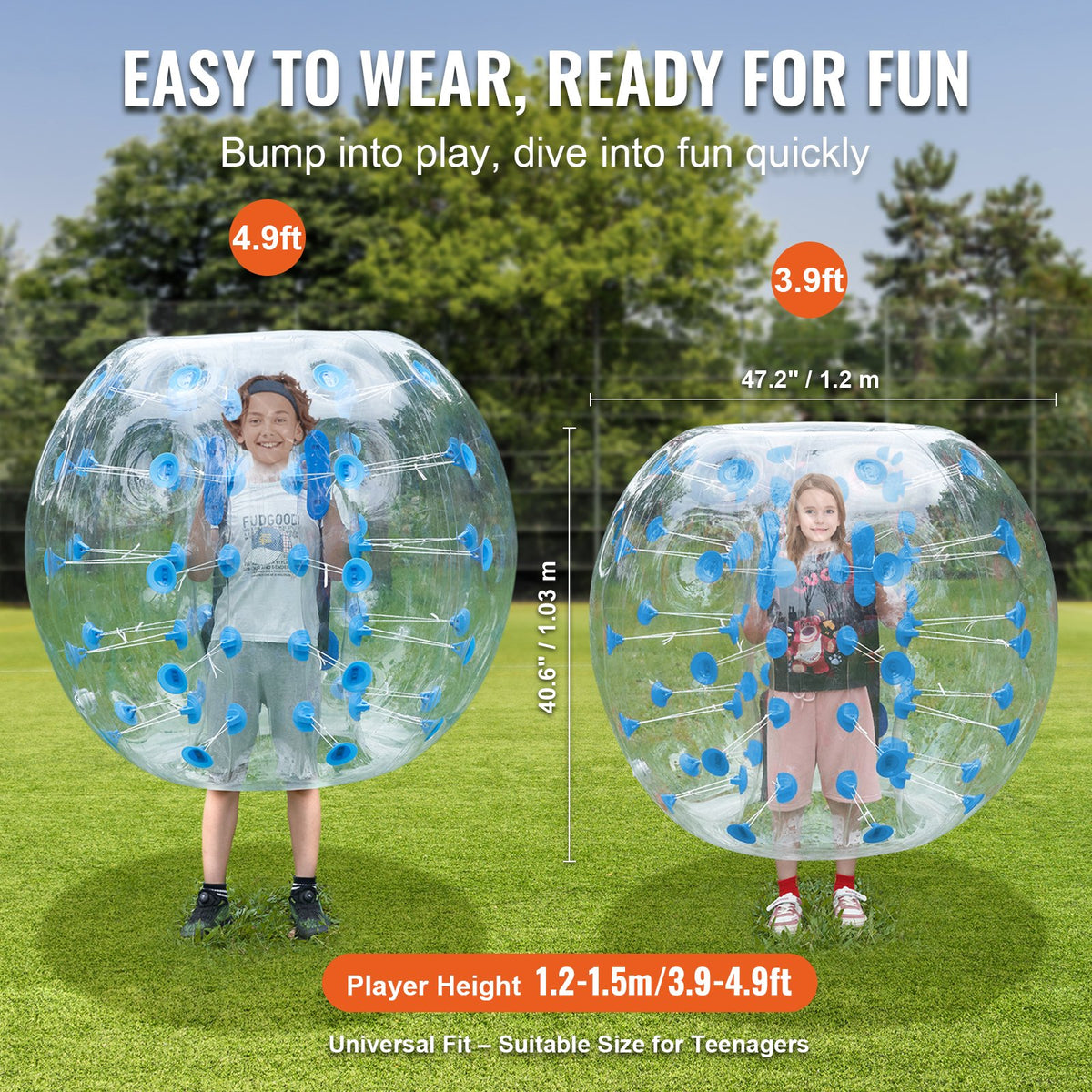 Inflatable Bumper Ball 1-Pack, 4FT/1.2M Body Sumo Zorb Balls for Teen & Adult, 0.8mm Thick PVC Human Hamster V952-QSNKCQPPQZJ4J5AKJV0