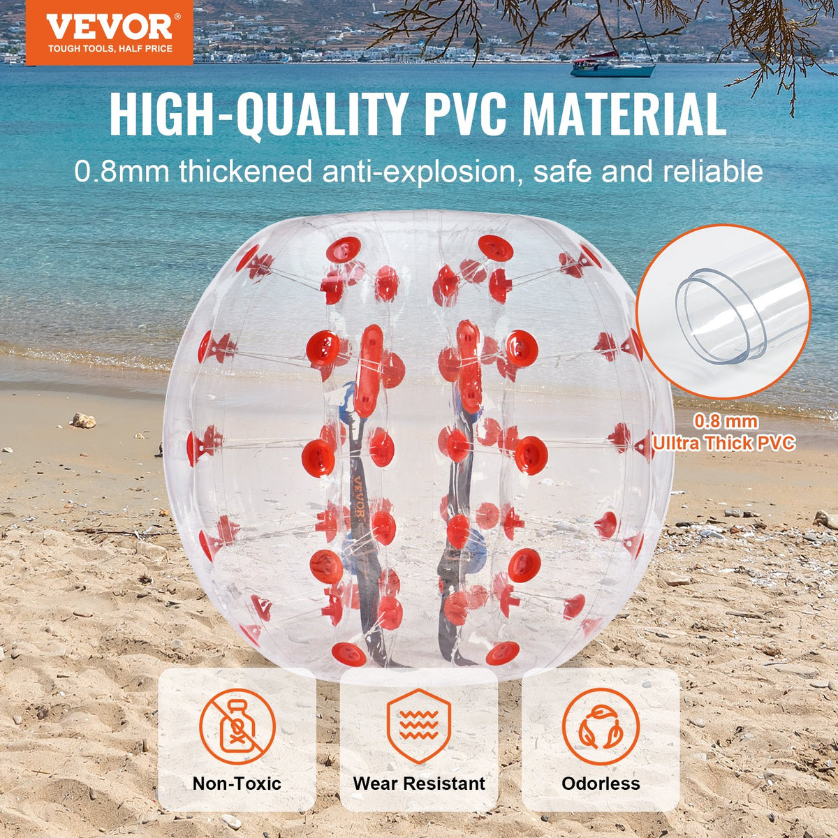 Inflatable Bumper Ball 1-Pack, 4FT/1.2M Body Sumo Zorb Balls for Teen & Adult, 0.8mm Thick PVC Human Hamster V952-QSNKCQPPQZJ4JM7NZV0