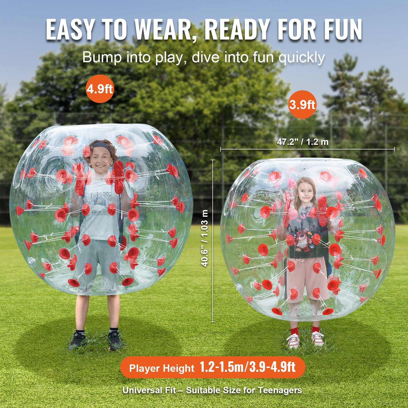 Inflatable Bumper Ball 1-Pack, 4FT/1.2M Body Sumo Zorb Balls for Teen & Adult, 0.8mm Thick PVC Human Hamster V952-QSNKCQPPQZJ4JM7NZV0