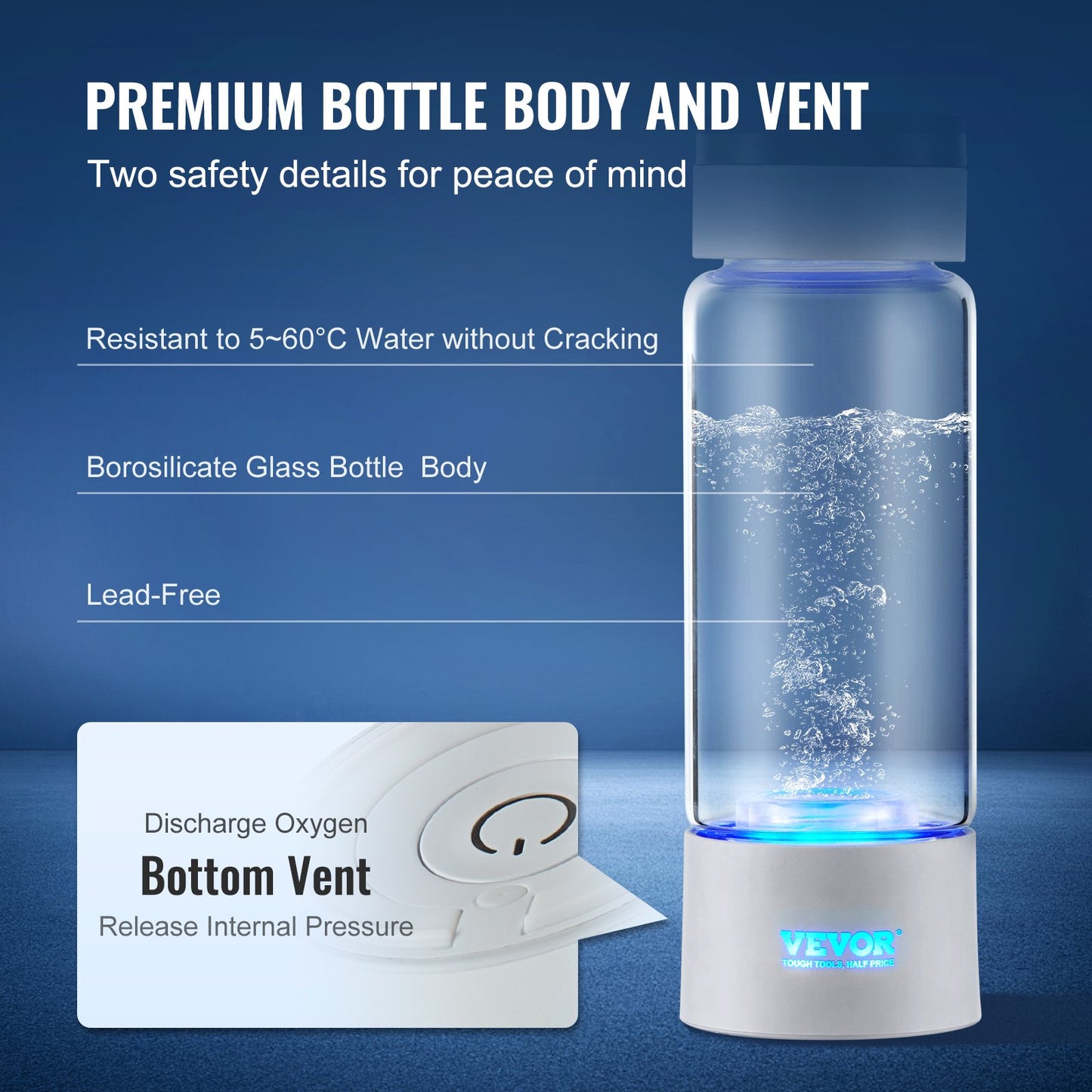 Hydrogen Water Bottle Generator, 380 ml / 13.4 oz Capacity Portable Hydrogen Water Maker, SPE Technology V952-QSPFQSXQQPGSY2CFSV9