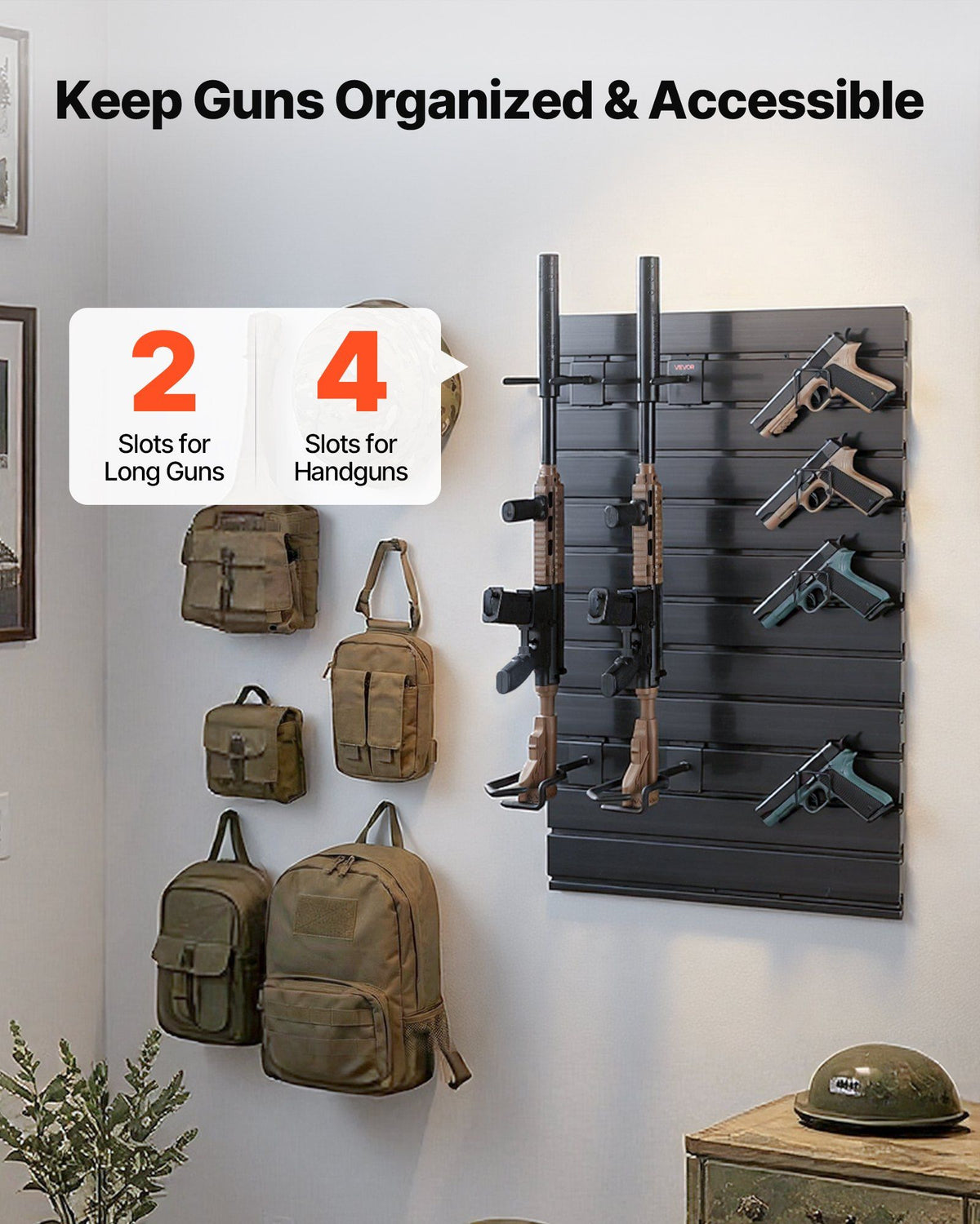 Gun Rack, Wall Mount, Tactical Rifle Shotgun Handgun Storage, Heavy-Duty PVC Panels & Steel Wall Racks, V952-QSZSQJJS2QW0QY758001V0