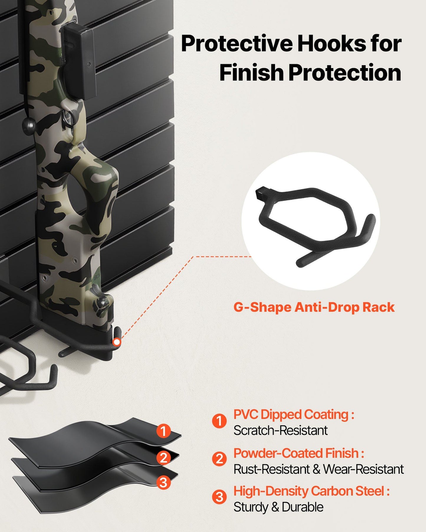 Gun Rack, Wall Mount, Tactical Rifle Shotgun Handgun Storage, Heavy-Duty PVC Panels & Steel Wall Racks, V952-QSZSQJJS2QW0QY758001V0