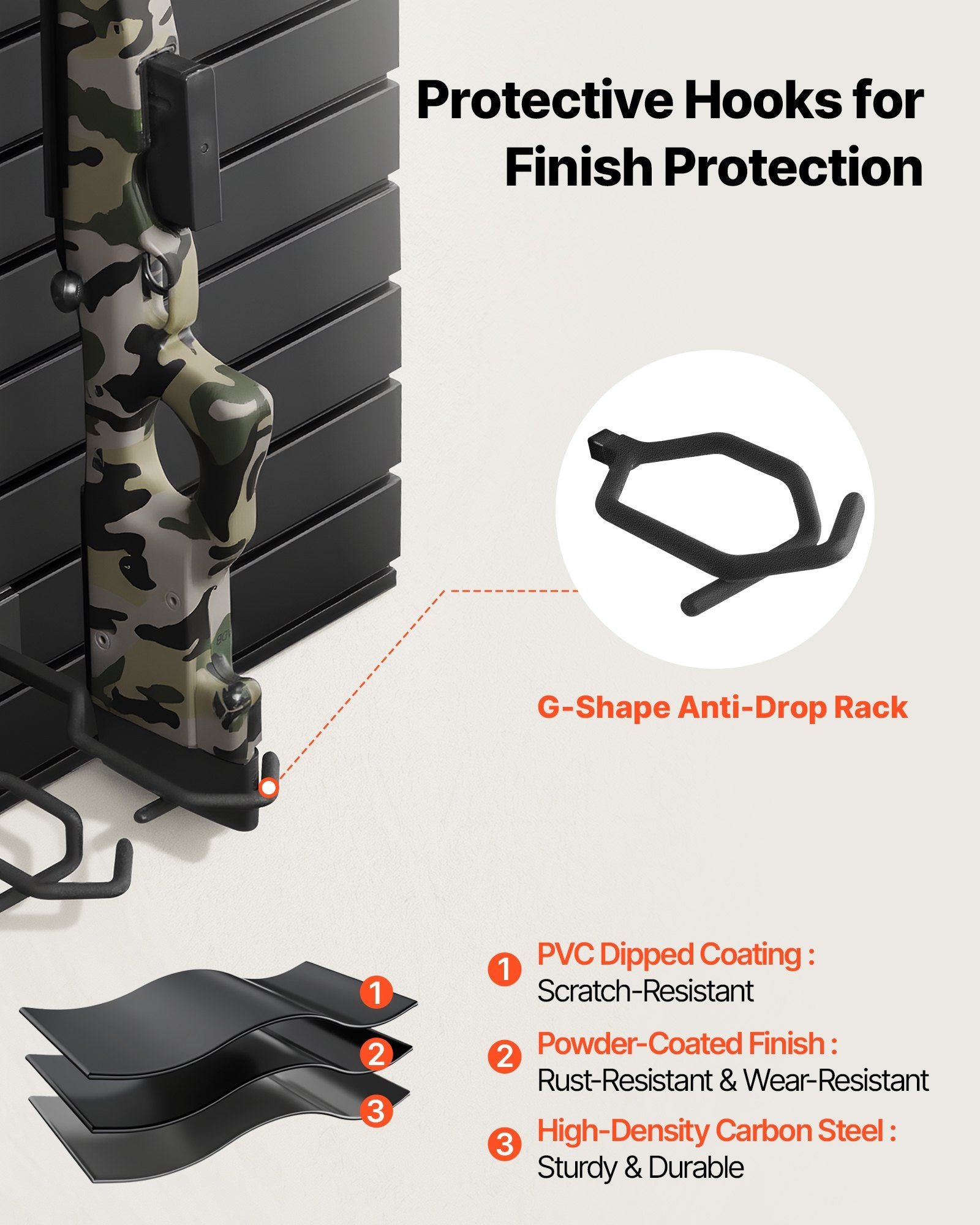 Gun Rack, Wall Mount, Tactical Rifle Shotgun Handgun Storage, Heavy-Duty PVC Panels & Steel Wall Racks, V952-QSZSQJJS2QW0QY758001V0