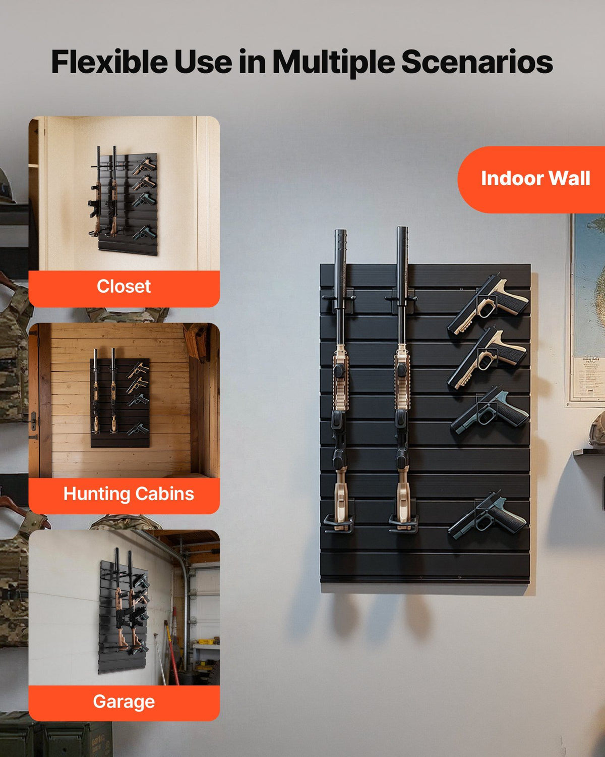 Gun Rack, Wall Mount, Tactical Rifle Shotgun Handgun Storage, Heavy-Duty PVC Panels & Steel Wall Racks, V952-QSZSQJJS2QW0QY758001V0