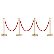Stanchion Post with Velvet Rope, 4-Pack Crowd Control Stanchion with 3PCS 5FT Red Velvet Ropes, Stainless V952-QTGLZJSBXGKT8MRTBV0