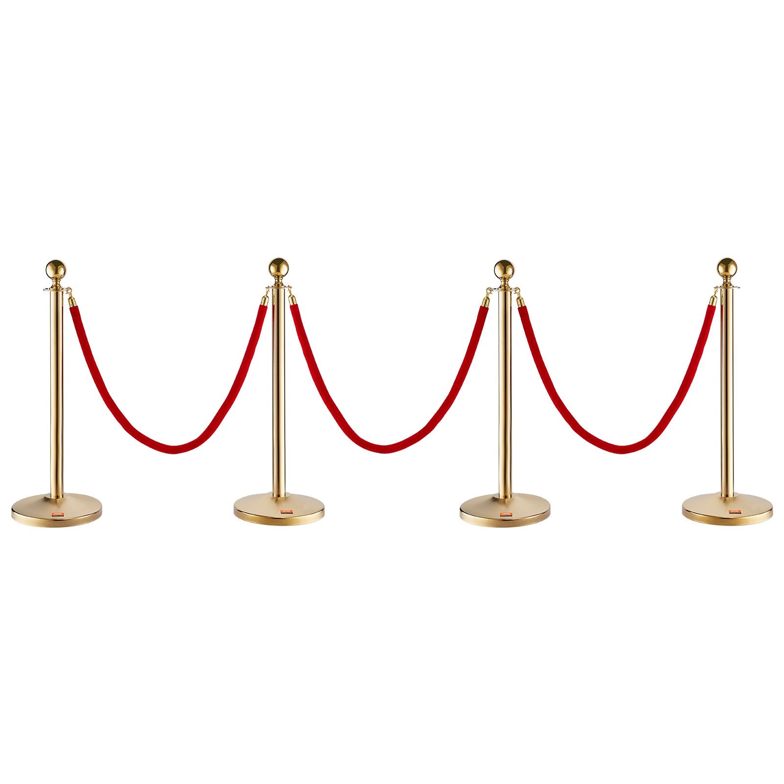 Stanchion Post with Velvet Rope, 4-Pack Crowd Control Stanchion with 3PCS 5FT Red Velvet Ropes, Stainless V952-QTGLZJSBXGKT8MRTBV0