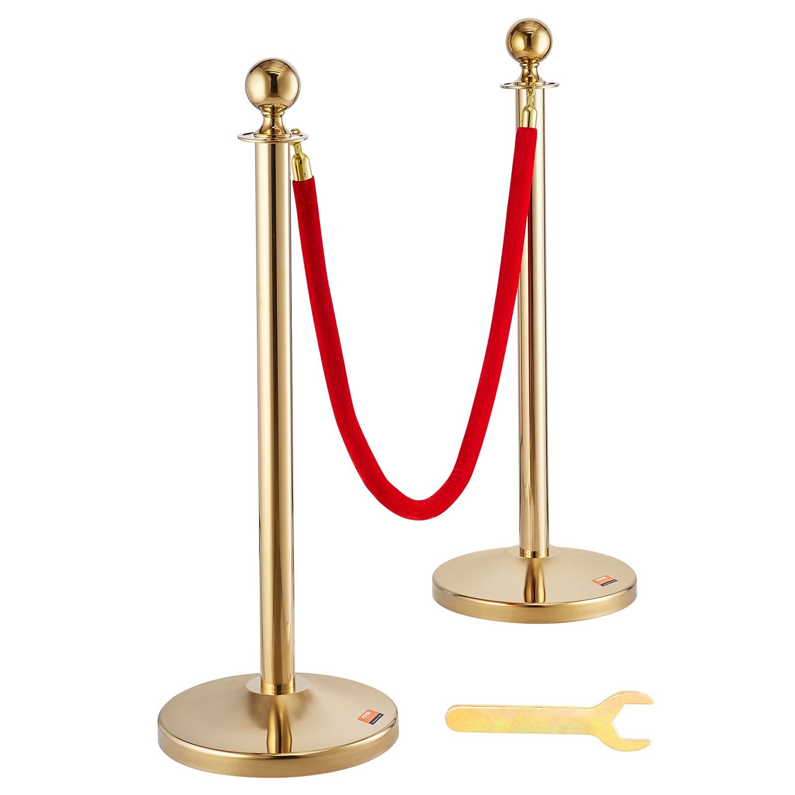 Stanchion Post with Velvet Rope, 4-Pack Crowd Control Stanchion with 3PCS 5FT Red Velvet Ropes, Stainless V952-QTGLZJSBXGKT8MRTBV0