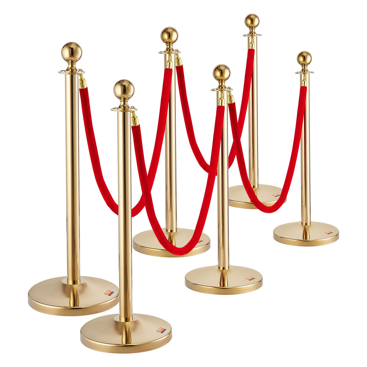 Stanchion Post with Velvet Rope, 6-Pack Crowd Control Stanchion with 4PCS 5FT Red Velvet Ropes, Stainless V952-QTGLZJSBXGKTNTBR1V0