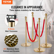 Stanchion Post with Velvet Rope, 6-Pack Crowd Control Stanchion with 4PCS 5FT Red Velvet Ropes, Stainless V952-QTGLZJSBXGKTNTBR1V0