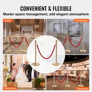 Stanchion Post with Velvet Rope, 6-Pack Crowd Control Stanchion with 4PCS 5FT Red Velvet Ropes, Stainless V952-QTGLZJSBXGKTNTBR1V0