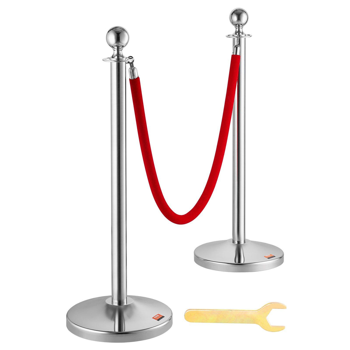 Stanchion Post with Velvet Rope, 4-Pack Crowd Control Stanchion with 2PCS 5FT Red Velvet Ropes, Stainless V952-QTGLZYSBXGKTJCGM7V0